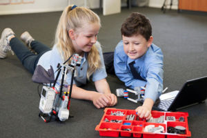 Students at St Michael's Catholic Primary School Daceyville building a robot