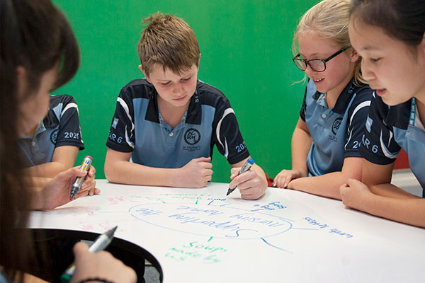 Student leaders at St MIchael's Catholic Primary School Daceyville brainstorming