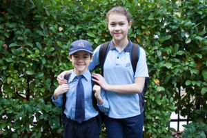 Two students heading to St Michael's Catholic Primary School Daceyville